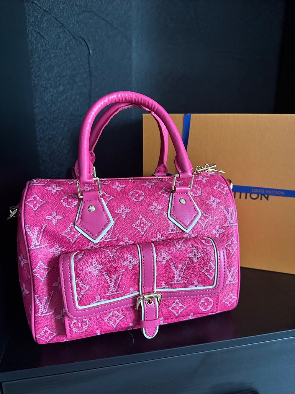 Louis Vuitton Hot Pink Monogram Canvas Satchel with Gold Hardware